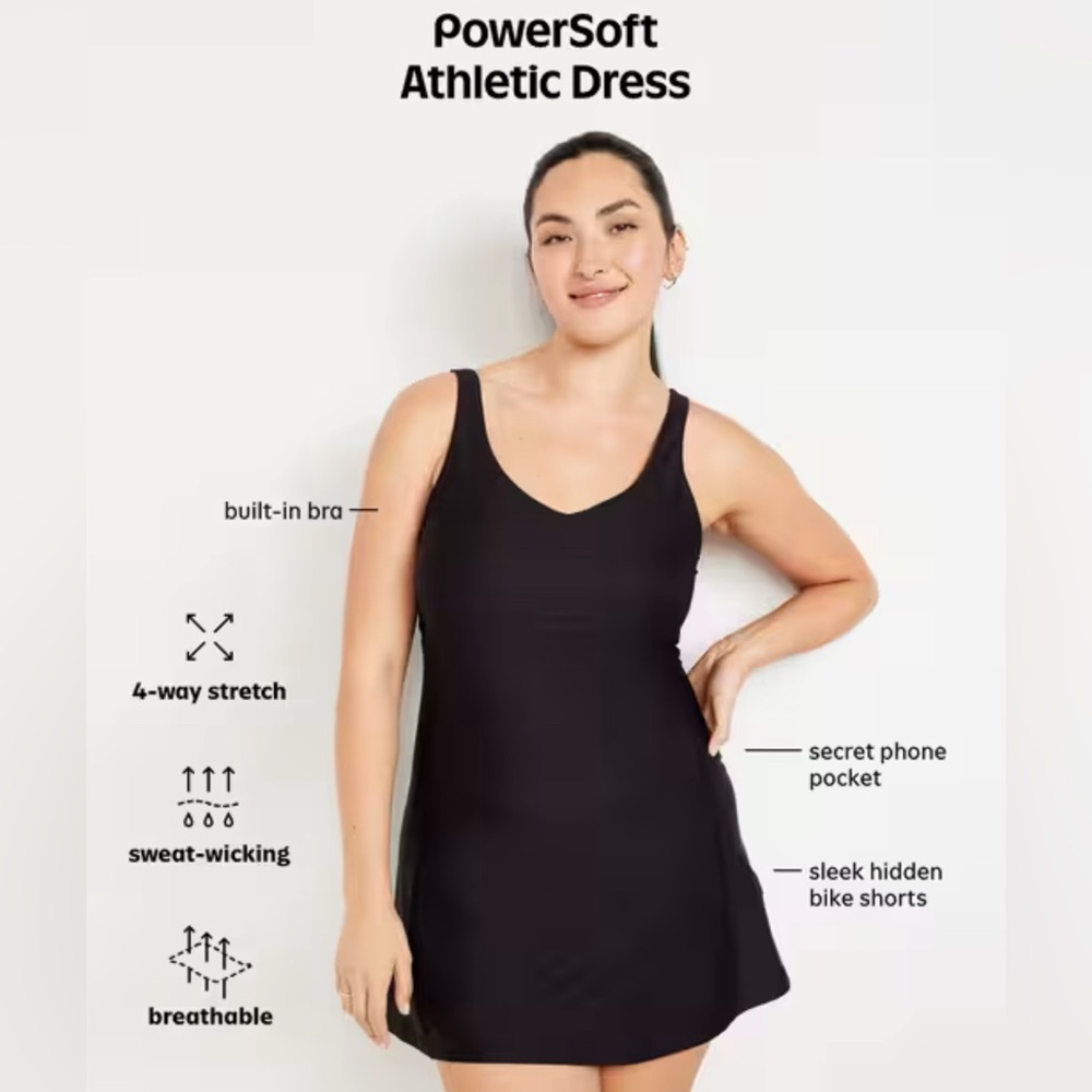 Old Navy active dress, size XXL PowerSoft Built in bra, hidden shorts dusty blue - Picture 7 of 8